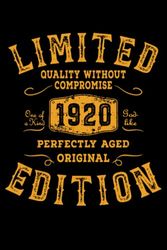 Limited Geburtstag Edition 1920 Geboren Jahr Jahrgang Vintage Grunge: NOTIZBUCH - Lustiges Herzlinie Geburtstags Geschenk, Vintage Retro Geschenkidee ... Notiz, Sketch, Planer, Geburtstag, Jahrgang
