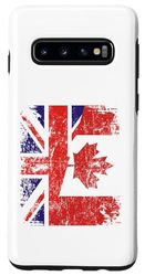 Coque pour Galaxy S10 Demi drapeaux britanniques canadiens | Canada UK vieilli vintage