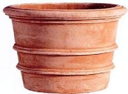 VASO CON ANELLI FIORENTINO IN TERRACOTTA, PER PIANTE E FIORI. DIAMETRO CM. 55, ALTEZZA CM. 45 FATTO A MANO CASA GIARDINO FIORIERA IN COTTO CYCAS ULIVO