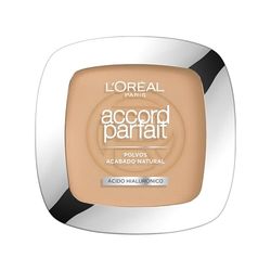 L'Oréal Paris Cipria Uniformante e Fissante, Per Tutti i Tipi di Pelle, Pelle Setosa e Risultato Naturale, Arricchita con Pigmenti Minerali e Acido Ialuronico, Accord Parfait, 3D Beige Doré