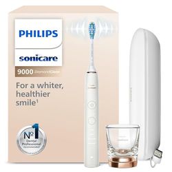 Philips Sonicare DiamondClean 9000 - Brosse à dents électrique, 4 modes de brossage, 3 niveaux d'intensité, Capteur de pression, Connecté à l’application, étui de voyage USB, or rose, HX9911/94