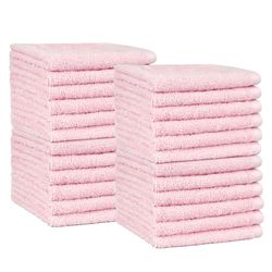Amazon Basics faciais toalha de banho, 100% algodão, extra absorventes, secagem rápida, embalagem de 24, (30 x 30 cm), rosa claro