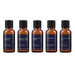 Mystic Moments | Yin Essential Oil Gift Starter Pack 5x50ml | Eucalyptus Australiana, Geranium Egypt, Lavender, Cypress French, Ylang Ylang 3rd | Perfect as a Gift