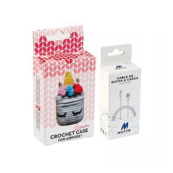 Pack Housse Airpod Crochet Liam + Câble Données USB-Lightning