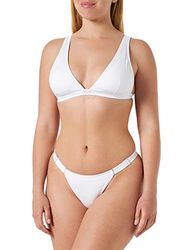 Emporio Armani Bikini da Donna in Lycra a Coste con Triangolo e T-Brasiliano Set, Bianco, M
