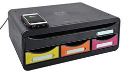 Exacompta 319798QID - Módulo individual con 4 cajones y carga sin cables para smart-phones (Qi) - 270x355x135 mm - TOOLBOX MINI - Negro/multicolor