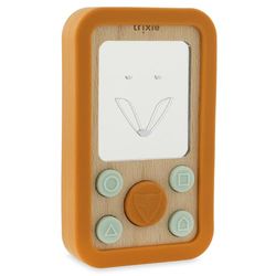 Trixie Mr. Fox - Telefono in legno per bambini, morbido e resistente, in silicone sicuro e legno naturale, giocattolo sensoriale per neonati e bambini, design ecologico
