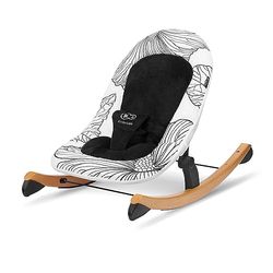 kk Kinderkraft wipstoel FINIO en schommelstoel van hout, lichtgewicht, met liggende positie, verstelbare veiligheidsgordel, bedekt met zacht pluche, met INTERTEK-veiligheidscertificaat, zwart