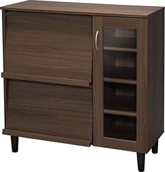 Iris Ohyama, Mobile contenitore, Credenza, Comò con piano scorrevole e 6 ripiani, Design, Solido, Multiuso, Cucina, Sala da pranzo, Soggiorno - Armadio - KBN-9390 - Marrone
