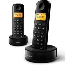 Téléphone sans Fil Double, Design Noir, avec répondeur Automatique, écran numérique, Fonction Mains Libres, idéal pour Usage Domestique et Bureau.