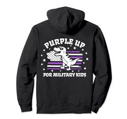 Military Kids Dinosaur Purple Up for Military (On Back) Sudadera con Capucha