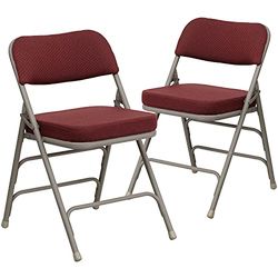 AMZCHEF Flash Furniture klapstoel, polypropyleen, metaal, schuim, bordeauxrode stof/grijs frame, 2 stuks