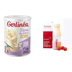 Gerlinéa Boisson Milkshake goût Vanille + Shaker, Substituts de repas riche en protéines Poudre à reconstituer contient 15 repas, Shaker inclus
