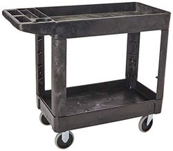 Rubbermaid Commercial Products Fg450089bla robuste chariot utilitaire, étagères, évasé 2-shelf, Petit, Noir, Black, 1