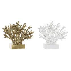 Figura Decorativa DKD Home Decor 34 x 10 x 27,5 cm Dorado Coral Blanco Mediterráneo (2 Unidades)