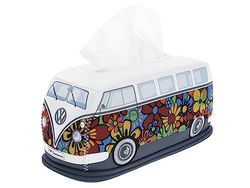 BRISA VW Collection - Dispensador de servilletas cosméticas de Neopreno Volkswagen para pañuelos de Papel en el diseño del T1 Camper Bus (Flower).