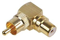 PRO SIGNAL PS11483 RCA Phono Socket to RCA Phono Plug Adaptor, Right Angle, Gold Plated