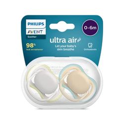 Paquete de 2 chupetes Philips Avent ultra air - Chupete sin BPA para bebés de entre 0 y 6 meses (modelo SCF085/15)