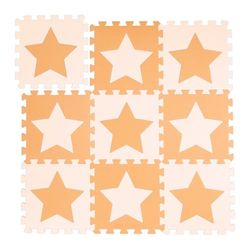 Relaxdays Tappeto Puzzle Stelle, 9 Tasselli, 18 Parti, Gommapiuma Eva Atossico Area Gioco 91 x 91 cm, Arancione-Giallo