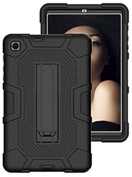 Custodia per Samsung Tab A 8.0 (2019) T290/T295 con supporto, resistente, antiurto, rigida ibrida a tre strati, softshell, Apple Tablet, in silicone (nero + nero)