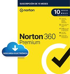 Norton 360 Premium 2024 - Antivirus software para 10 Dispositivos, 15 Meses, Secure VPN y Gestor de contraseñas|PC/Mac/Ios/Android| Código de activación enviado por email