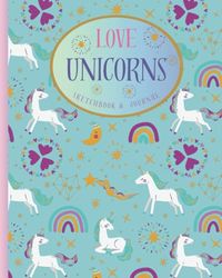 Unicorn Journal and Sketchbook for girls 3 - 10: Alternate lined pages and blank pages with themed doodles for inspiration - Large Size (8"x10"), 110 pages