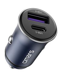 Omars Chargeur de Voiture USB C 35W + USB A 18W - 5A Charge Rapide Avec Anneau de Traction pour iPhone 12 Pro Max Mini, Samsung S21, Huawei, LG, iPad, Airpods
