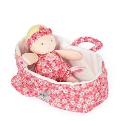 Jolijou - Poupon Bébé avec Couffin - Marylou - Rose - 20 Cm - Facile à Transporter - Jeu d'Imitation - Développement de l'Imagination - Idée Cadeau de Naissance Fille - JJ6008