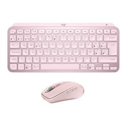Logitech MX Keys Mini (Teclado) + MX Anywhere 3S (ratón inalámbrico) - Escritura fluida, Teclas retroiluminadas, Desplazamiento rápido, USB-C, Bluetooth, multisistema operativo, QWERTY Español - Rosa