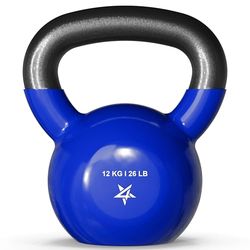 Yes4All WG2U Vinyl Coated Cast Iron Kettlebell, 12 kg, Blue