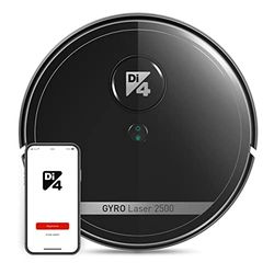 Di4 Gyro Laser 2500 Robot Aspirateur 4en1, Aspire, Balaie, Frotte et Serpillière, 2500PA, APP Control Alexa et Google Home, 7 Programmes de Nettoyage, Auto Rechargeable, 90min d'Autonomie Noir
