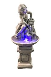 Fontana Ekinops con base in cemento bianco funzionate completa di pompa - per ambienti esterni arredo giardino - colore grigio o beige - dimensioni 63x50x156 altezza (grigio)