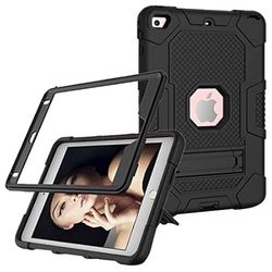 Coque en Silicone avec Support pour iPad mini4/5 - Résistante aux Chocs - Hybride - Triple Couche - Protection Souple - Noir