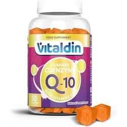 VITALDIN Coenzyme Q10 Gummies – Beauté Complément – 200 mg CoQ10 par dose + Vitamine C & E – 50 gommes (pour 1 mois); Saveur de Pêche – Antioxydant – Sans Gluten