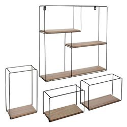 Well-Home - Set van 4 vierkante wandplanken van metaal