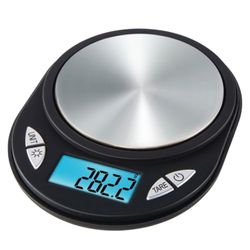 XAVAX | Báscula digital para objetos como oro, monedas, joyas, piedras preciosas etc. (Precisión de hasta 0,1 gr, Tamaño pequeño, Pantalla LCD grande e iluminada) Color negro