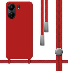 Tumundosmartphone Custodia in silicone liquido con cordino per Xiaomi Poco C65 colore rosso