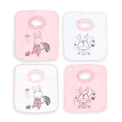 Pack de 4 Baberos Impermeables Rosa estampados con Cuello Elástico - Extra Suaves y Absorbentes - Baberos de Microfibra con Forro Impermeable Apto para Secadora - Para Bebés +12 Meses y Guardería