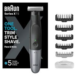 Braun Series X, Hybrid Electric Mens Trimmer for Face & Body with Innovative 4D-Blade, Beard Trimmer & Body Shaver Waterproof, Cordless 45-Minute Battery Run-Time, XT5100