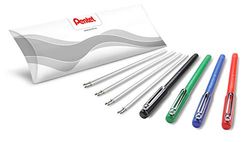 Pentel BX460 iZee - Juego de bolígrafos (4 colores, incluye recambios, colores surtidos, tapa con clip de metal, grosor de trazo 0,5 mm, diámetro de la bola 1,0 mm)