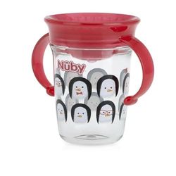 Nuby Tasse 360 Tritan | Poignée Prise Facile |Conçu pour boire dans toutes les positions | Motifs pingouin | 12+ Mois