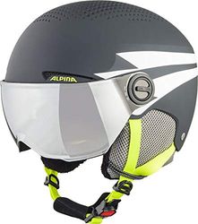 ALPINA Unisexe - Enfants, ZUPO Visor Q-Lite Casque de Ski, Charcoal-Neon Matt, 51-55 cm