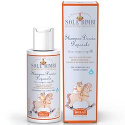 Helan, Sole Bimbi - Soothing Moisturising After-Sun Body, Face and Hair Shampoo, After-Sun Restructuring Shower Gel with Sweet Almond Protein, Aloe Vera and Calendula, 150 ml