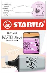 STABILO BOSS MINI Pastellove 2.0 zakreślacz - 3 sztuki - jedwabny szary, fuksja, pomarańczowy