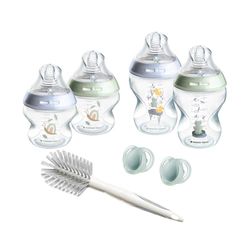 Tommee Tippee Closer to Nature babyflaskor startset, naturligt formad drickspenen med anti-kolik ventil, olika storlekar, blå