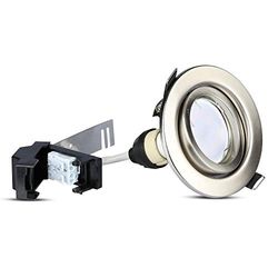 V-TAC Portafaretto LED da Incasso Rotondo 5W con Faretto GU10 Colore Nichel Satinato 3000K (3 Pezzi)