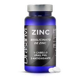 DRASANVI BISGLICINATO DE ZINC | Alta biodisponibilidad 550 mg | Suplemento de Zinc| Sistema Inmunitario y Descanso| Antioxidante y Equilibrio Hormonal | 90 comprimidos = 90 días