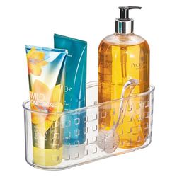 iDesign Carrito de ducha con ventosa, estante de almacenamiento para baño, hecho de plástico duradero con tapas de vacío, sin necesidad de taladrar, transparente