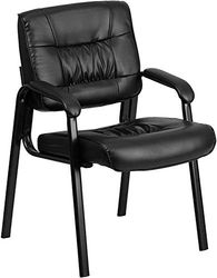 Flash Furniture Haeger LeatherSoft - Silla de recepción ejecutiva con reposabrazos Acolchados, Silla Lateral tapizada para Sala de Estar u Oficina, Color Negro