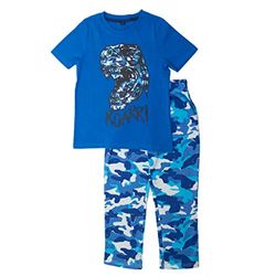 Popgear Dinosaurie rytande kamouflage lång pyjamas set, barn, 1-6 år, blå, officiella varor, BLÅ, 2-3 År